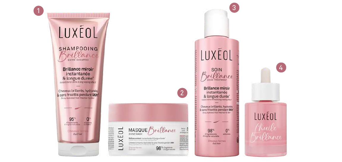 Routine Brillance Luxéol — Shampooing, Masque, Soin, Huile